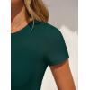 image:imageANRABESS Womens Short Sleeve Bodysuit Crew Neck Slim Fit Ribbed Knit Tops Trendy 2026 Outfits Versatile for Daily WearDeep Green