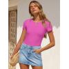 image:imageANRABESS Womens Short Sleeve Bodysuit Crew Neck Slim Fit Ribbed Knit Tops Trendy 2026 Outfits Versatile for Daily WearHot Pink