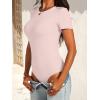 image:imageANRABESS Womens Short Sleeve Bodysuit Crew Neck Slim Fit Ribbed Knit Tops Trendy 2026 Outfits Versatile for Daily WearLight Apricot