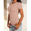 image:imageANRABESS Womens Short Sleeve Bodysuit Crew Neck Slim Fit Ribbed Knit Tops Trendy 2026 Outfits Versatile for Daily WearLight Camel