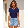 image:imageANRABESS Womens Short Sleeve Bodysuit Crew Neck Slim Fit Ribbed Knit Tops Trendy 2026 Outfits Versatile for Daily WearNavy Blue
