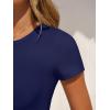 image:imageANRABESS Womens Short Sleeve Bodysuit Crew Neck Slim Fit Ribbed Knit Tops Trendy 2026 Outfits Versatile for Daily WearNavy Blue