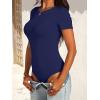 image:imageANRABESS Womens Short Sleeve Bodysuit Crew Neck Slim Fit Ribbed Knit Tops Trendy 2026 Outfits Versatile for Daily WearNavy Blue