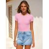 image:imageANRABESS Womens Short Sleeve Bodysuit Crew Neck Slim Fit Ribbed Knit Tops Trendy 2026 Outfits Versatile for Daily WearPink