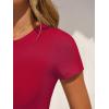 image:imageANRABESS Womens Short Sleeve Bodysuit Crew Neck Slim Fit Ribbed Knit Tops Trendy 2026 Outfits Versatile for Daily WearRed