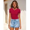 image:imageANRABESS Womens Short Sleeve Bodysuit Crew Neck Slim Fit Ribbed Knit Tops Trendy 2026 Outfits Versatile for Daily WearRed