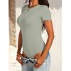 image:imageANRABESS Womens Short Sleeve Bodysuit Crew Neck Slim Fit Ribbed Knit Tops Trendy 2026 Outfits Versatile for Daily WearSage Green