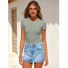 image:imageANRABESS Womens Short Sleeve Bodysuit Crew Neck Slim Fit Ribbed Knit Tops Trendy 2026 Outfits Versatile for Daily WearSage Green