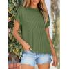image:imageANRABESS Womens Short Sleeve Crewneck Shirts Ribbed Knit High Low Hem T Shirt 2026 Summer Spring Casual Tops Trendy ClothesArmy Green