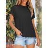 image:imageANRABESS Womens Short Sleeve Crewneck Shirts Ribbed Knit High Low Hem T Shirt 2026 Summer Spring Casual Tops Trendy ClothesBlack
