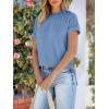 image:imageANRABESS Womens Short Sleeve Crewneck Shirts Ribbed Knit High Low Hem T Shirt 2026 Summer Spring Casual Tops Trendy ClothesBlue