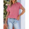 image:imageANRABESS Womens Short Sleeve Crewneck Shirts Ribbed Knit High Low Hem T Shirt 2026 Summer Spring Casual Tops Trendy ClothesCoral Pink