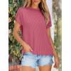 image:imageANRABESS Womens Short Sleeve Crewneck Shirts Ribbed Knit High Low Hem T Shirt 2026 Summer Spring Casual Tops Trendy ClothesCoral Pink