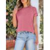 image:imageANRABESS Womens Short Sleeve Crewneck Shirts Ribbed Knit High Low Hem T Shirt 2026 Summer Spring Casual Tops Trendy ClothesCoral Pink