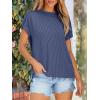 image:imageANRABESS Womens Short Sleeve Crewneck Shirts Ribbed Knit High Low Hem T Shirt 2026 Summer Spring Casual Tops Trendy ClothesDark Blue