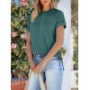 image:imageANRABESS Womens Short Sleeve Crewneck Shirts Ribbed Knit High Low Hem T Shirt 2026 Summer Spring Casual Tops Trendy ClothesDeep Green