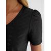 image:imageANRABESS Womens Short Sleeve Shirts Eyelet V Neck Tops Summer Business Casual Clothes 2026 Work Office TShirtsBlack