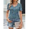 image:imageANRABESS Womens Short Sleeve Shirts Eyelet V Neck Tops Summer Business Casual Clothes 2026 Work Office TShirtsBlue White Green Floral