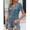 image:imageANRABESS Womens Short Sleeve Shirts Eyelet V Neck Tops Summer Business Casual Clothes 2026 Work Office TShirtsBlue White Green Floral