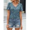 image:imageANRABESS Womens Short Sleeve Shirts Eyelet V Neck Tops Summer Business Casual Clothes 2026 Work Office TShirtsBlue White Green Floral