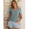 image:imageANRABESS Womens Short Sleeve Shirts Eyelet V Neck Tops Summer Business Casual Clothes 2026 Work Office TShirtsSage Green