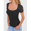 image:imageANRABESS Womens Short Sleeve Shirts Scoop Neck Lace Going Out Tops Slim Fit Rib Knit Casual Tee 2026 Summer Fashion OutfitsBlack
