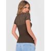 image:imageANRABESS Womens Short Sleeve Shirts Scoop Neck Lace Going Out Tops Slim Fit Rib Knit Casual Tee 2026 Summer Fashion OutfitsCoffee