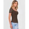 image:imageANRABESS Womens Short Sleeve Shirts Scoop Neck Lace Going Out Tops Slim Fit Rib Knit Casual Tee 2026 Summer Fashion OutfitsCoffee