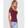 image:imageANRABESS Womens Short Sleeve Shirts Scoop Neck Lace Going Out Tops Slim Fit Rib Knit Casual Tee 2026 Summer Fashion OutfitsDeep Red