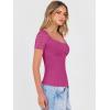 image:imageANRABESS Womens Short Sleeve Shirts Scoop Neck Lace Going Out Tops Slim Fit Rib Knit Casual Tee 2026 Summer Fashion OutfitsHot Pink