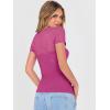 image:imageANRABESS Womens Short Sleeve Shirts Scoop Neck Lace Going Out Tops Slim Fit Rib Knit Casual Tee 2026 Summer Fashion OutfitsHot Pink