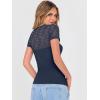 image:imageANRABESS Womens Short Sleeve Shirts Scoop Neck Lace Going Out Tops Slim Fit Rib Knit Casual Tee 2026 Summer Fashion OutfitsNavy Blue