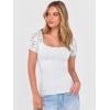 image:imageANRABESS Womens Short Sleeve Shirts Scoop Neck Lace Going Out Tops Slim Fit Rib Knit Casual Tee 2026 Summer Fashion OutfitsWhite