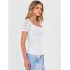 image:imageANRABESS Womens Short Sleeve Shirts Scoop Neck Lace Going Out Tops Slim Fit Rib Knit Casual Tee 2026 Summer Fashion OutfitsWhite