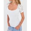 image:imageANRABESS Womens Short Sleeve Shirts Scoop Neck Lace Going Out Tops Slim Fit Rib Knit Casual Tee 2026 Summer Fashion OutfitsWhite