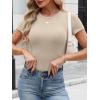 image:imageANRABESS Womens Short Sleeve Tops Built in Bra Slim Fitted Ribbed Knit Crewneck Shirts 2026 Casual Summer Basic Tee ClothesBeige