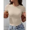 image:imageANRABESS Womens Short Sleeve Tops Built in Bra Slim Fitted Ribbed Knit Crewneck Shirts 2026 Casual Summer Basic Tee ClothesBeige
