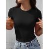 image:imageANRABESS Womens Short Sleeve Tops Built in Bra Slim Fitted Ribbed Knit Crewneck Shirts 2026 Casual Summer Basic Tee ClothesBlack