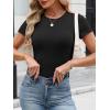 image:imageANRABESS Womens Short Sleeve Tops Built in Bra Slim Fitted Ribbed Knit Crewneck Shirts 2026 Casual Summer Basic Tee ClothesBlack