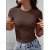 image:imageANRABESS Womens Short Sleeve Tops Built in Bra Slim Fitted Ribbed Knit Crewneck Shirts 2026 Casual Summer Basic Tee ClothesCoffee