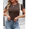 image:imageANRABESS Womens Short Sleeve Tops Built in Bra Slim Fitted Ribbed Knit Crewneck Shirts 2026 Casual Summer Basic Tee ClothesCoffee