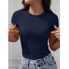 image:imageANRABESS Womens Short Sleeve Tops Built in Bra Slim Fitted Ribbed Knit Crewneck Shirts 2026 Casual Summer Basic Tee ClothesNavy Blue