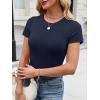image:imageANRABESS Womens Short Sleeve Tops Built in Bra Slim Fitted Ribbed Knit Crewneck Shirts 2026 Casual Summer Basic Tee ClothesNavy Blue
