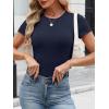 image:imageANRABESS Womens Short Sleeve Tops Built in Bra Slim Fitted Ribbed Knit Crewneck Shirts 2026 Casual Summer Basic Tee ClothesNavy Blue