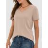image:imageANRABESS Womens Short Sleeve Tops Casual V Neck Wrinkle  Free Basic T Shirts Summer Cute Tee 2026 Spring Fashion ClothesAlmond