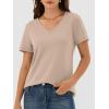 image:imageANRABESS Womens Short Sleeve Tops Casual V Neck Wrinkle  Free Basic T Shirts Summer Cute Tee 2026 Spring Fashion ClothesAlmond