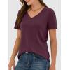 image:imageANRABESS Womens Short Sleeve Tops Casual V Neck Wrinkle  Free Basic T Shirts Summer Cute Tee 2026 Spring Fashion ClothesDark Red