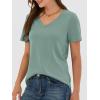 image:imageANRABESS Womens Short Sleeve Tops Casual V Neck Wrinkle  Free Basic T Shirts Summer Cute Tee 2026 Spring Fashion ClothesLight Green