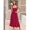image:imageANRABESS Womens Square Neck Ruffle Split Midi Elegant Formal Wedding Guest Cocktail Bridesmaid Graduation Party DressesDark Red