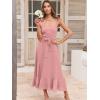 image:imageANRABESS Womens Square Neck Ruffle Split Midi Elegant Formal Wedding Guest Cocktail Bridesmaid Graduation Party DressesPink
